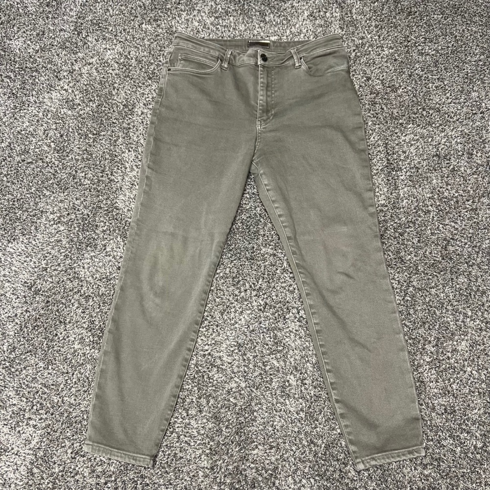 KUT from the Kloth Charlize High Rise Cigarette Leg Jeans Olive Green Size 12